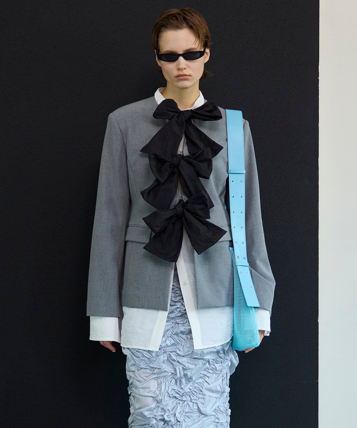 【26SPRING PRE-ORDER】No-Collar 2WAY Ribbon Jacket