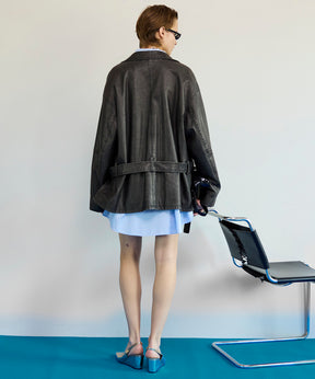 【26SPRING PRE-ORDER】Belted Faux Leather Jacket