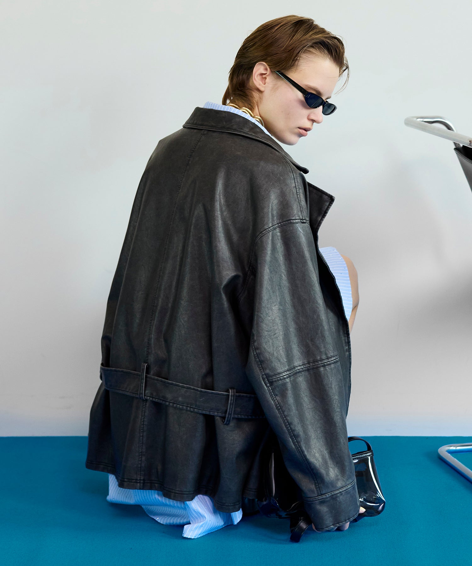 【26SPRING PRE-ORDER】Belted Faux Leather Jacket