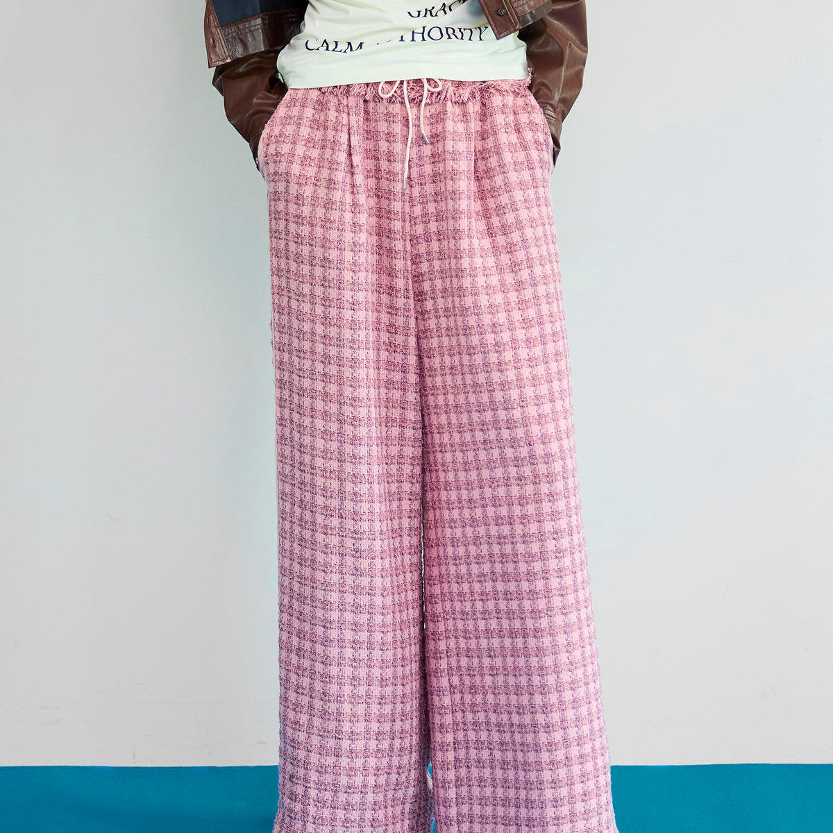 Side-Lined Tweed Easy Pants