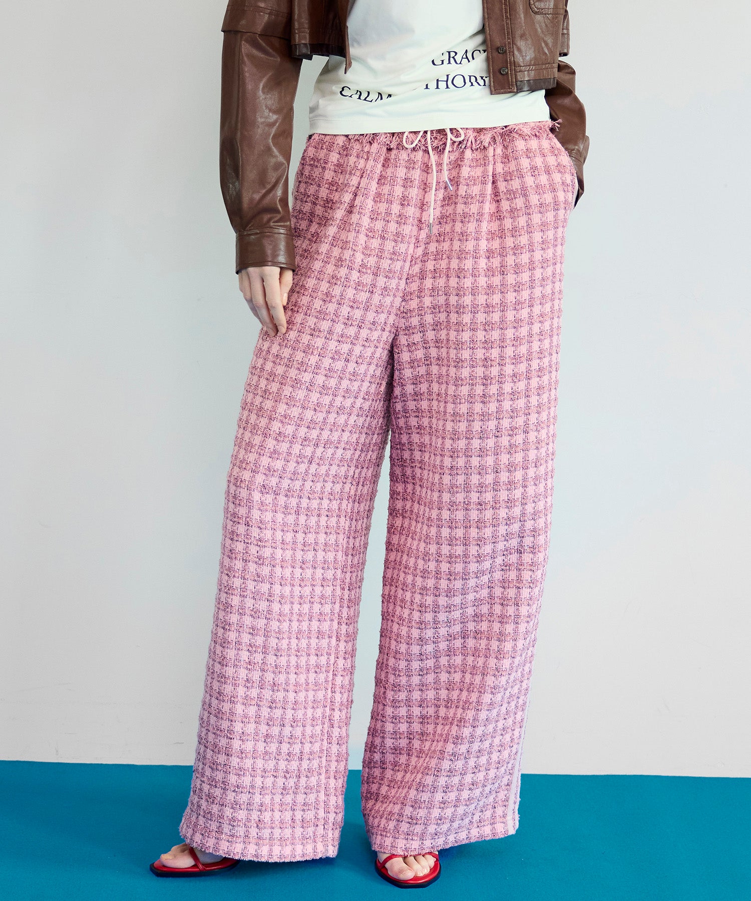 【26SPRING PRE-ORDER】Side-Lined Tweed Easy Pants