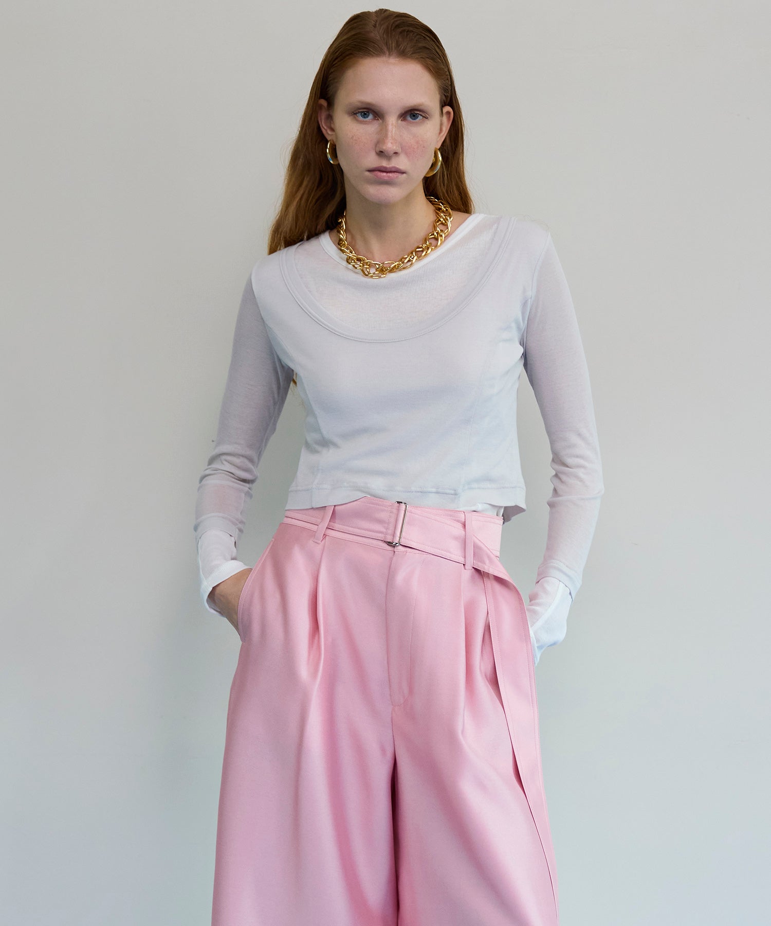 【26SPRING PRE-ORDER】2way Neck Bicolor Comfort Top