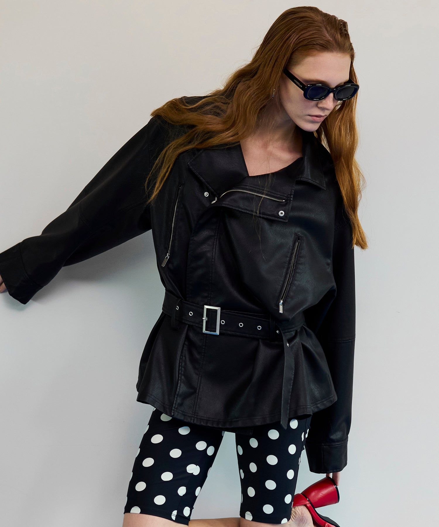 【26SPRING PRE-ORDER】Belted Faux Leather Jacket