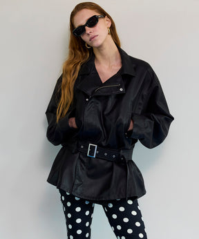 【26SPRING PRE-ORDER】Belted Faux Leather Jacket