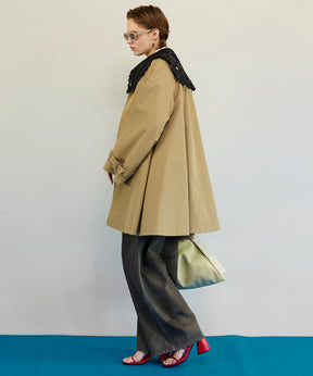 【26SPRING PRE-ORDER】Lace Collar Tent Flare Trench Coat