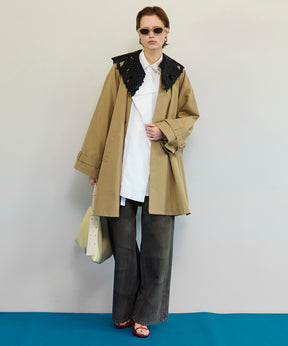 【26SPRING PRE-ORDER】Lace Collar Tent Flare Trench Coat