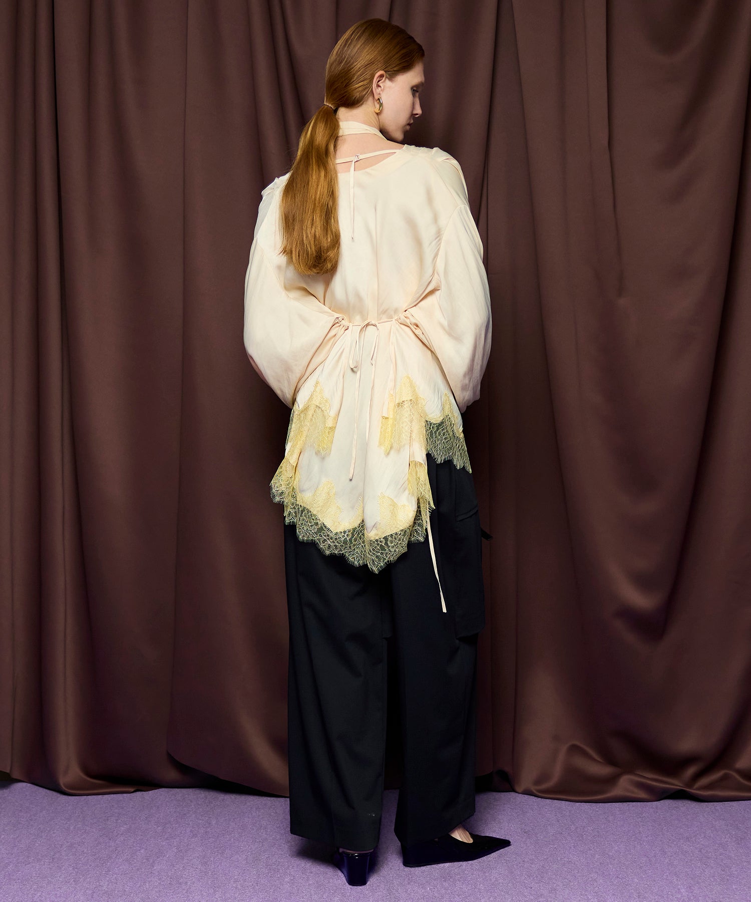 【26SPRING PRE-ORDER】Lace Combo Drape Shirt