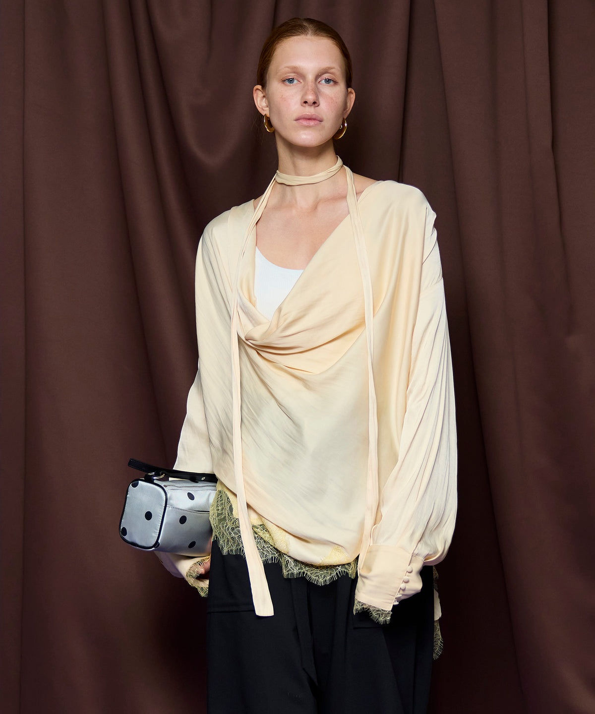 【26SPRING PRE-ORDER】Lace Combo Drape Shirt