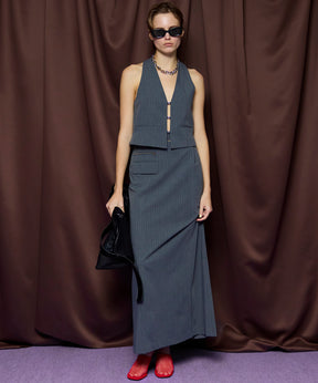 【26SPRING PRE-ORDER】Sewing Tack Maxi Skirt