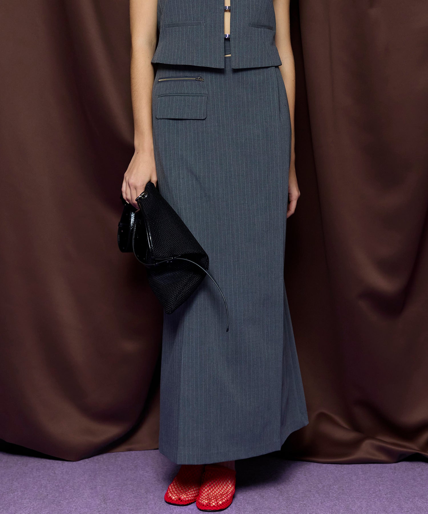 【26SPRING PRE-ORDER】Sewing Tack Maxi Skirt