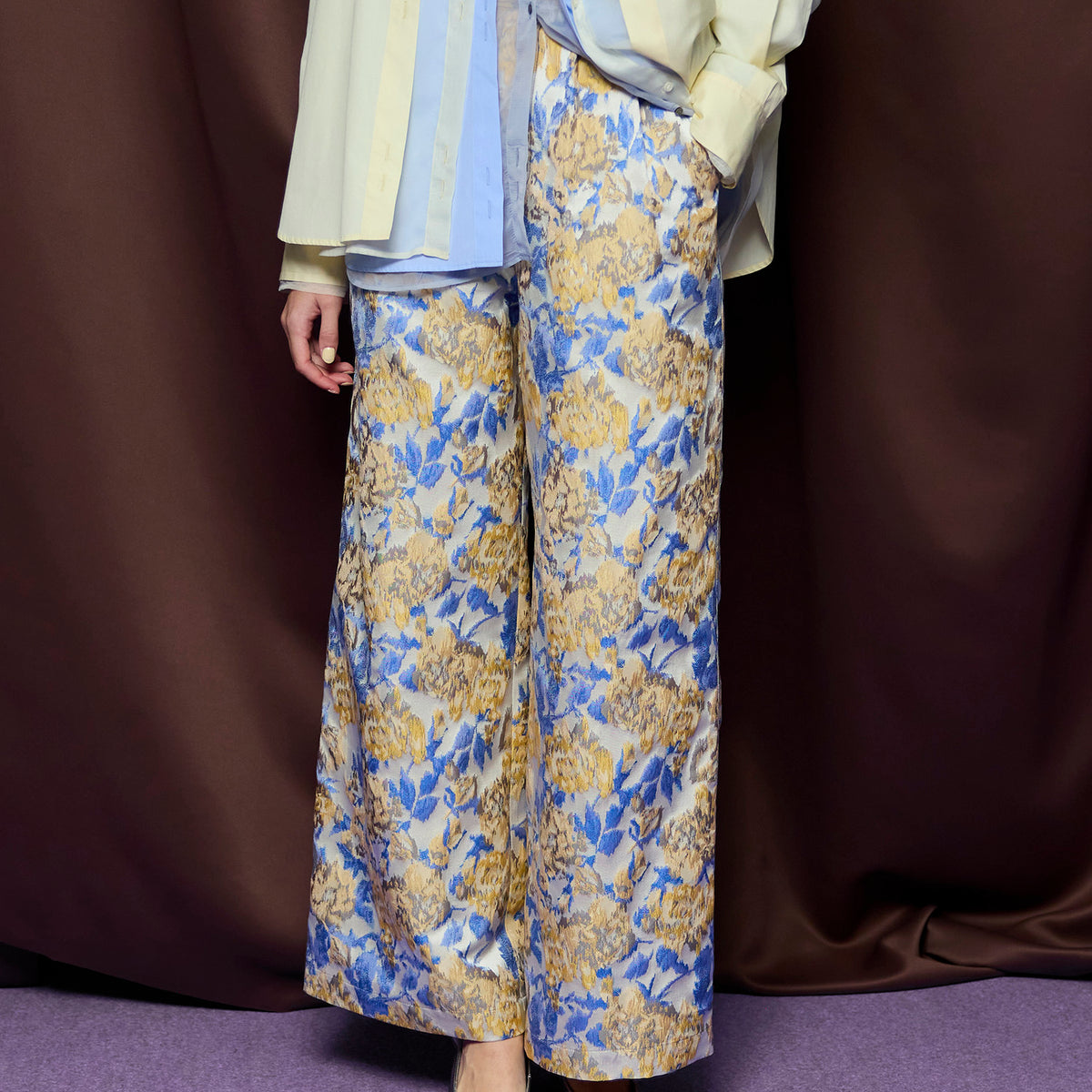 はっぴー0295さま専用 SALE】Flower Jacquard Pants