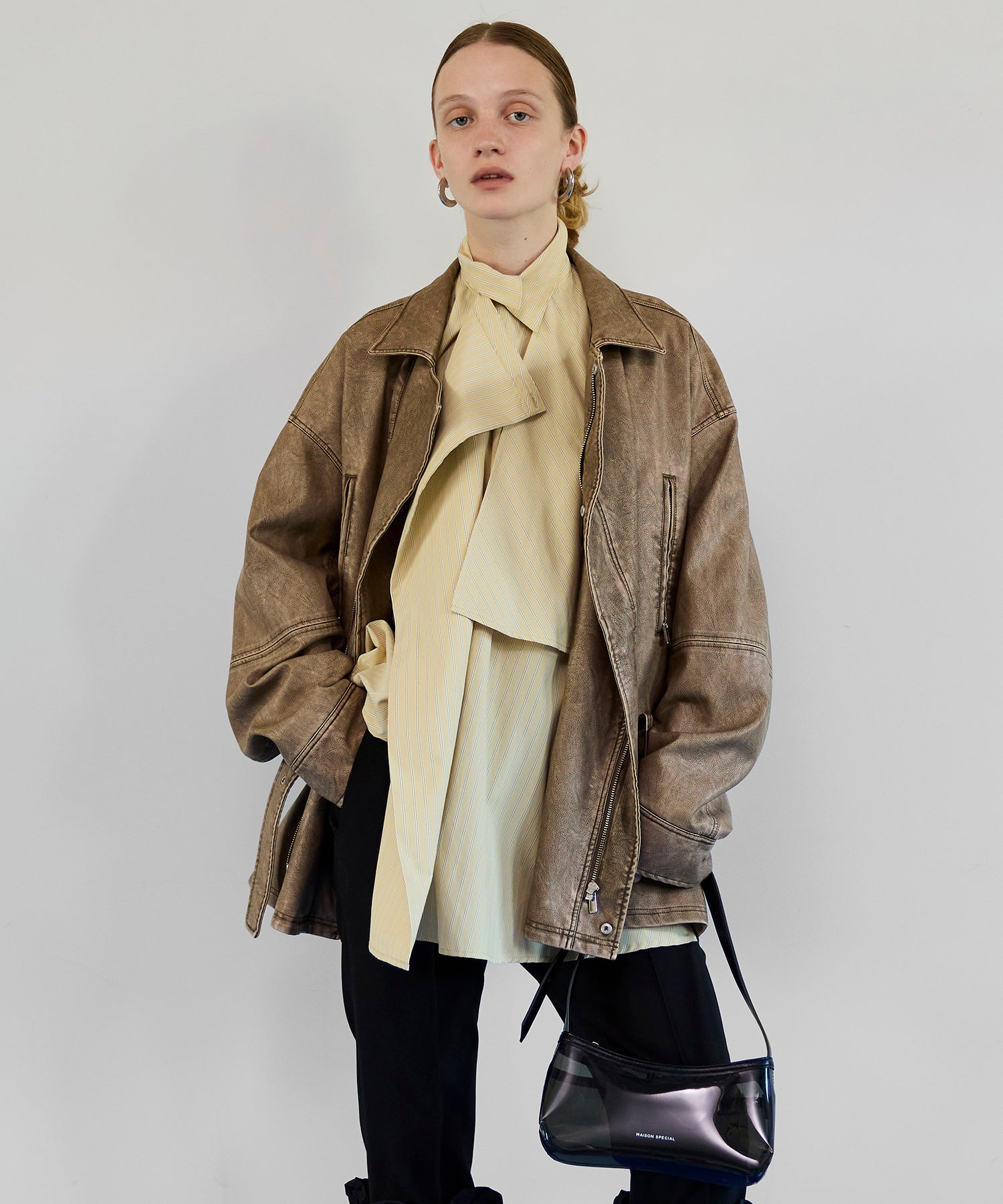 【26SPRING PRE-ORDER】Belted Faux Leather Jacket