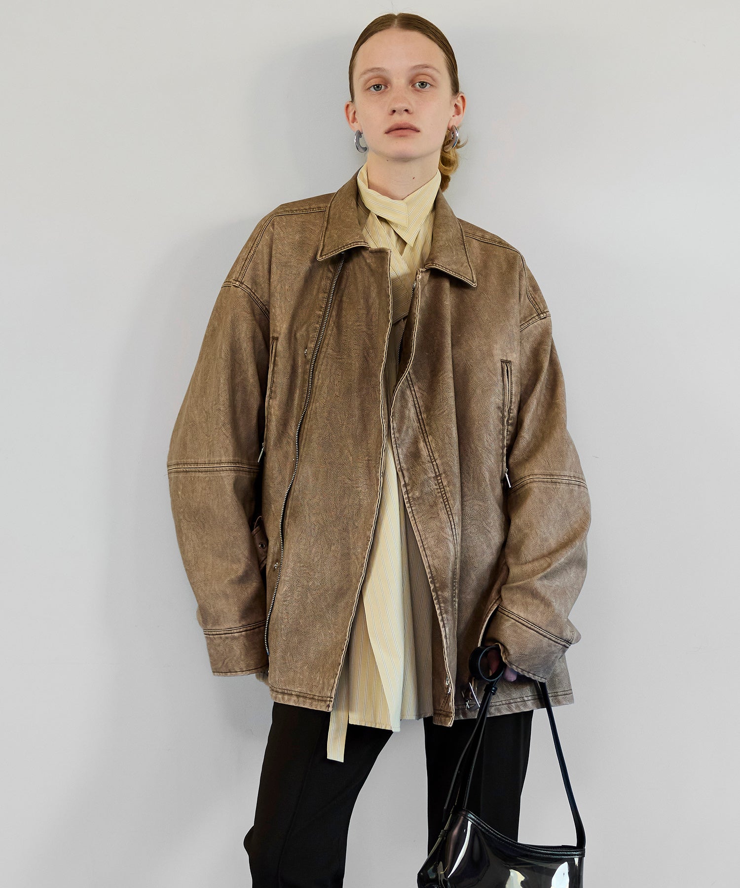 【26SPRING PRE-ORDER】Belted Faux Leather Jacket