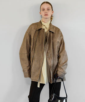 【26SPRING PRE-ORDER】Belted Faux Leather Jacket