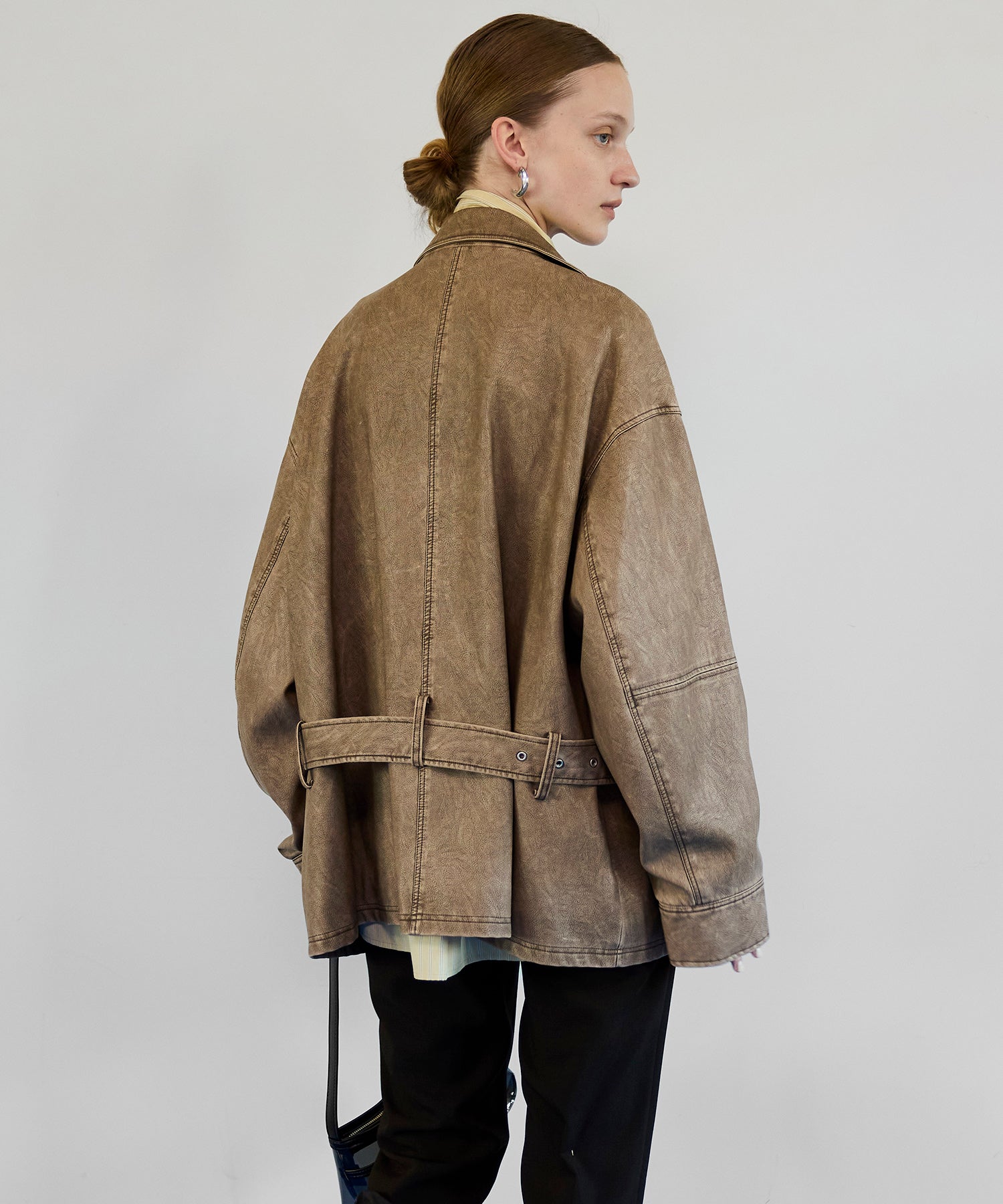【26SPRING PRE-ORDER】Belted Faux Leather Jacket