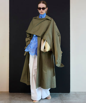 【26SPRING PRE-ORDER】Drape Scarf Long Trench Coat
