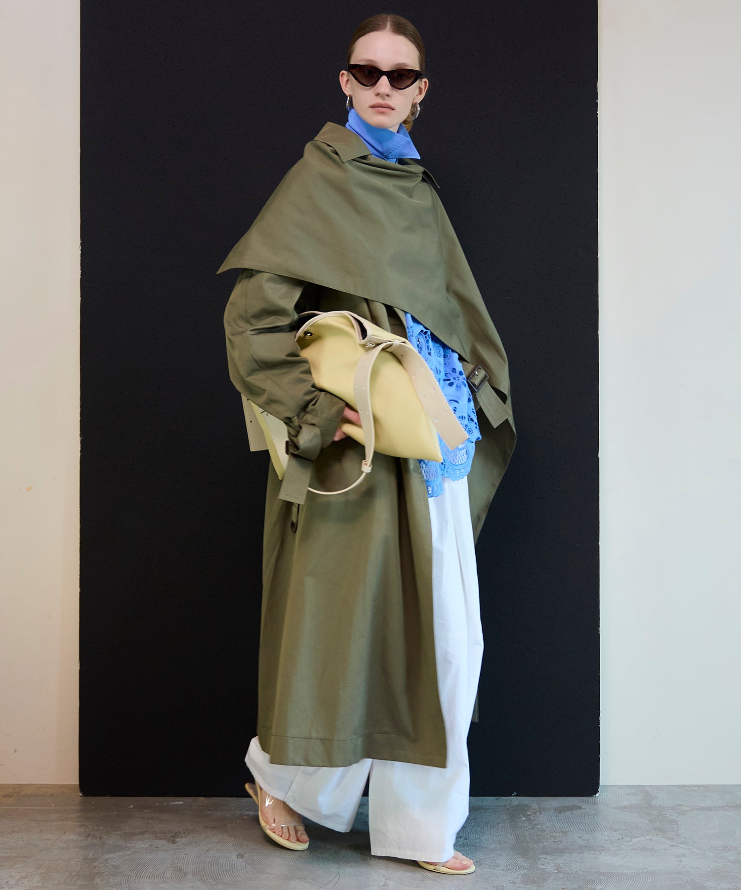 【26SPRING PRE-ORDER】Drape Scarf Long Trench Coat