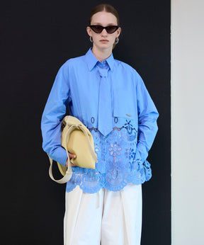 【26SPRING PRE-ORDER】Hem Embroidery Tie Shirt