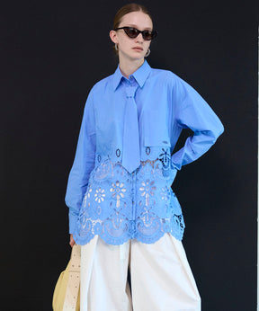 【26SPRING PRE-ORDER】Hem Embroidery Tie Shirt