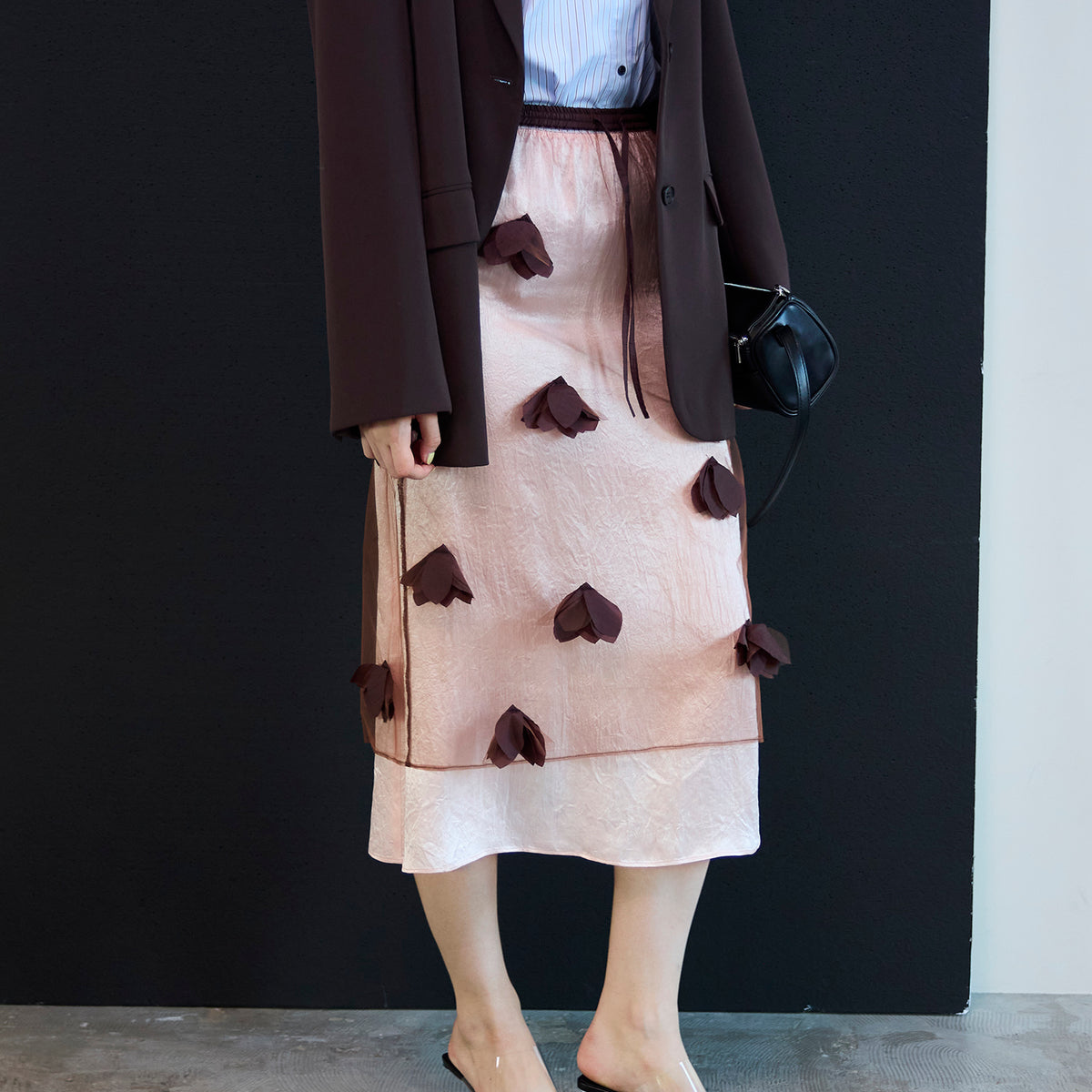 Sheer Floral Layered Skirt