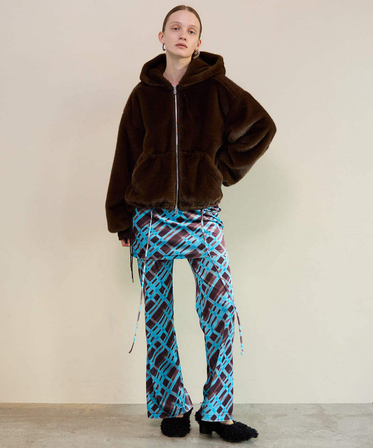 Multiway Layered Plaid Velour Pants