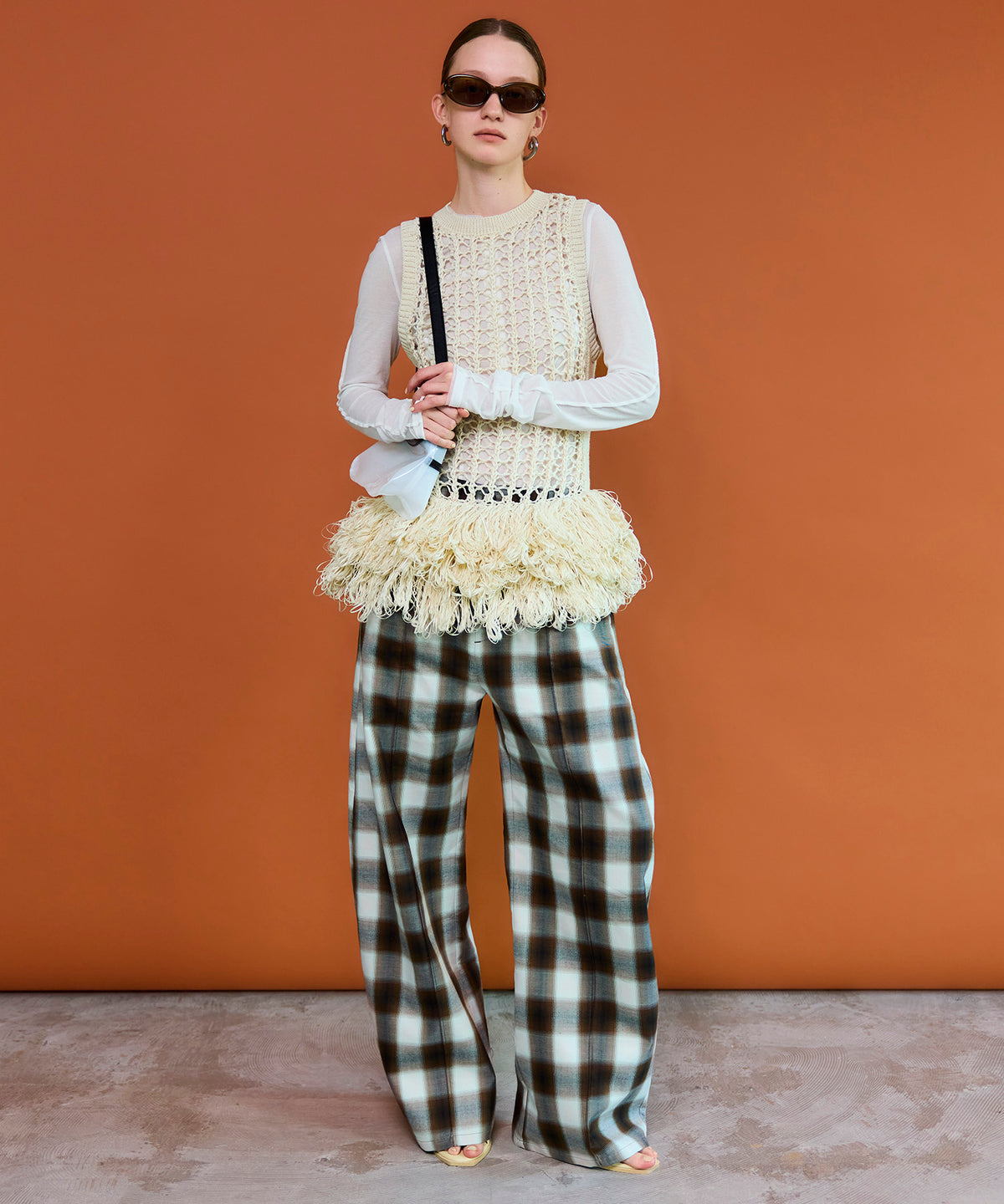 【26SPRING PRE-ORDER】Center Pin Tuck Ombre Check Pants