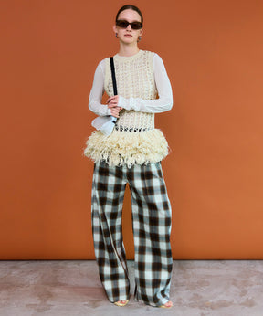 【26SPRING PRE-ORDER】Center Pin Tuck Ombre Check Pants