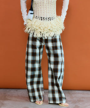 【26SPRING PRE-ORDER】Center Pin Tuck Ombre Check Pants