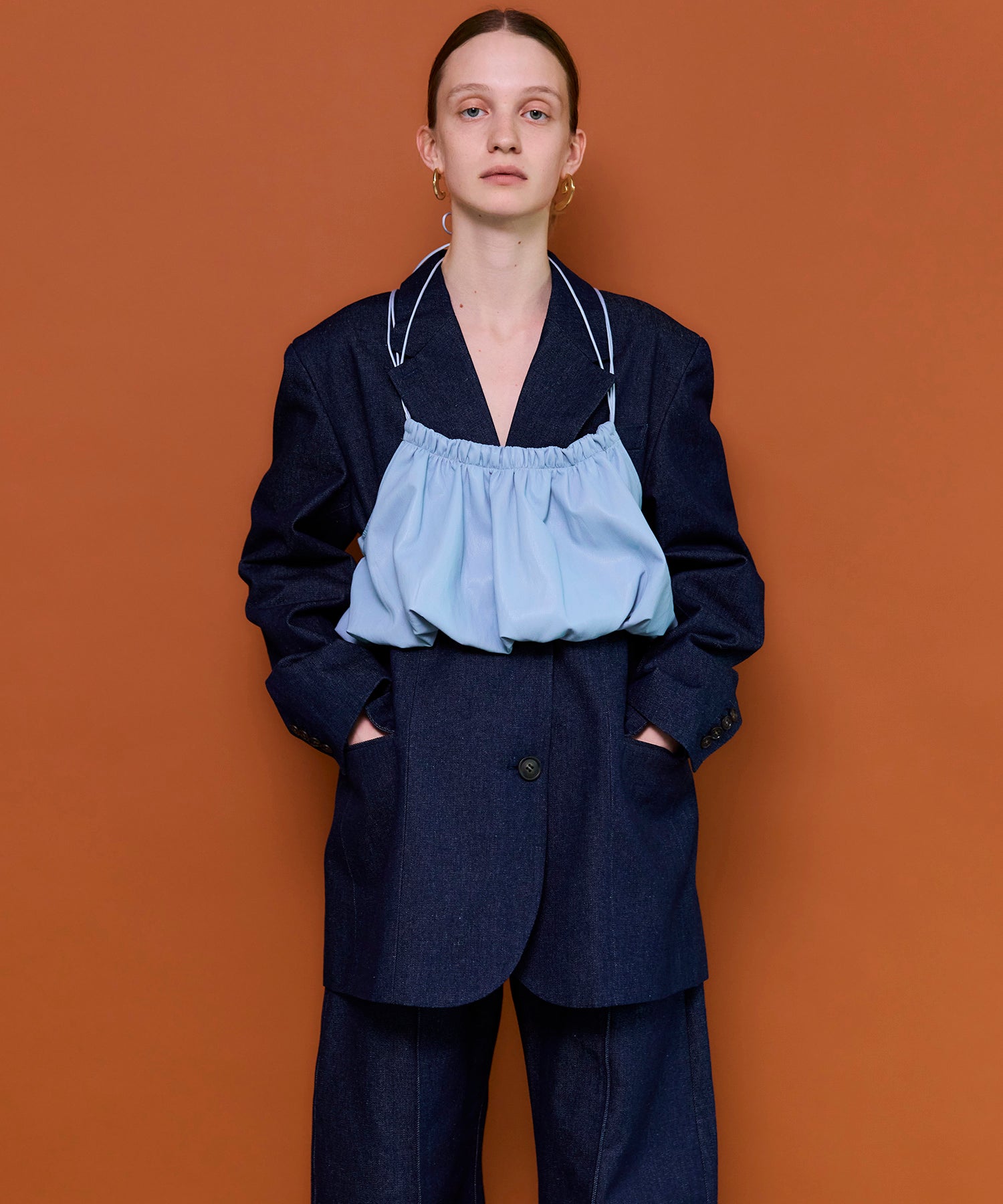 【26SPRING preorder】Gathered Balloon Vegan Leather Bustier