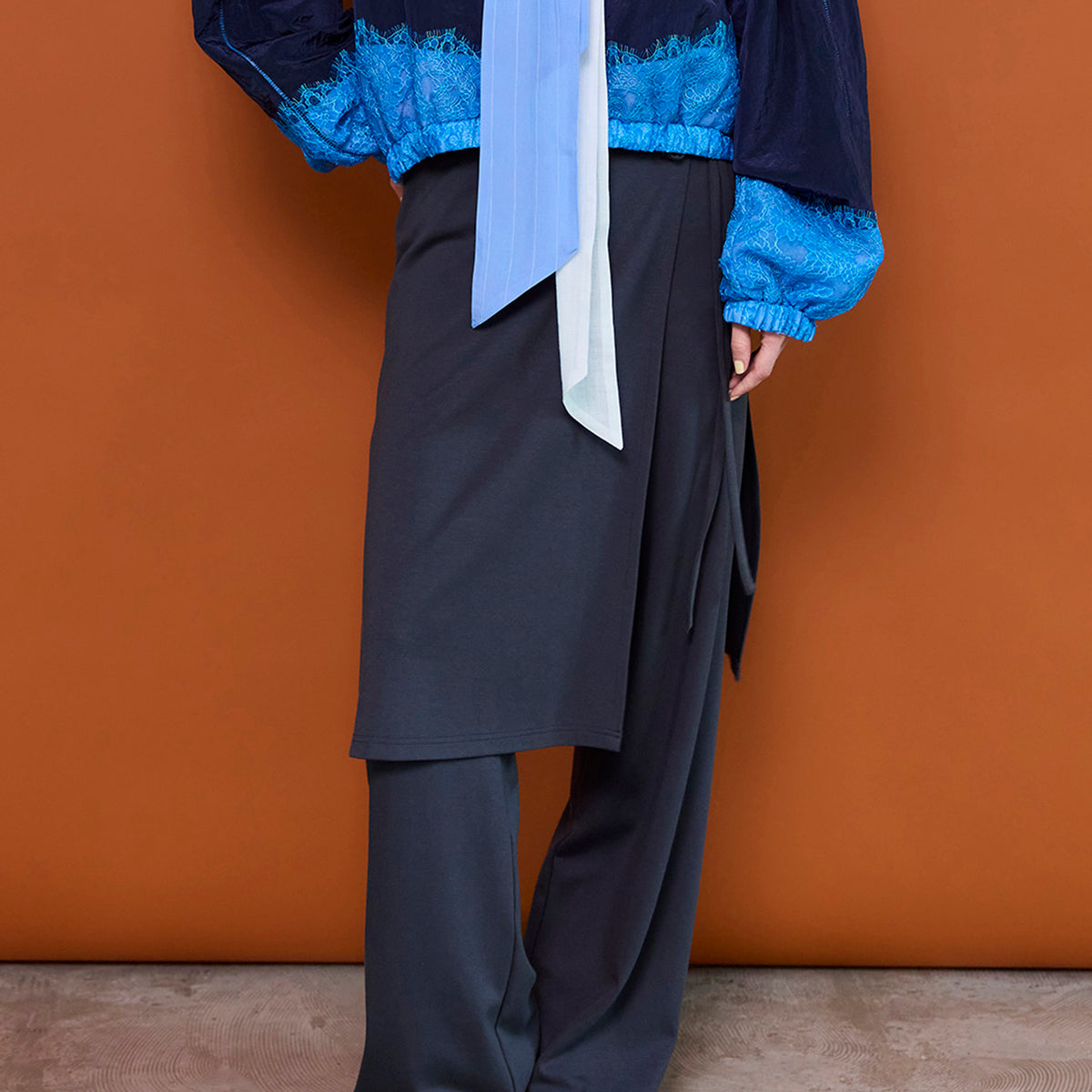 Side Gathered Wrap Skirt Pants