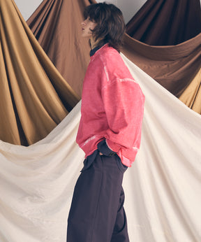 重量重量汗水绣花损伤超染色船员脖子套头衫