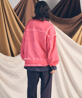 重量重量汗水绣花损伤超染色船员脖子套头衫