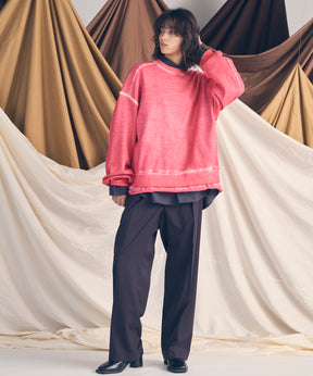 重量重量汗水绣花损伤超染色船员脖子套头衫