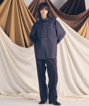 4 색 샹 브레이 씻을 수있는 양모 프라임-오버 일반 칼라 셔츠