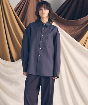 4 색 샹 브레이 씻을 수있는 양모 프라임-오버 일반 칼라 셔츠