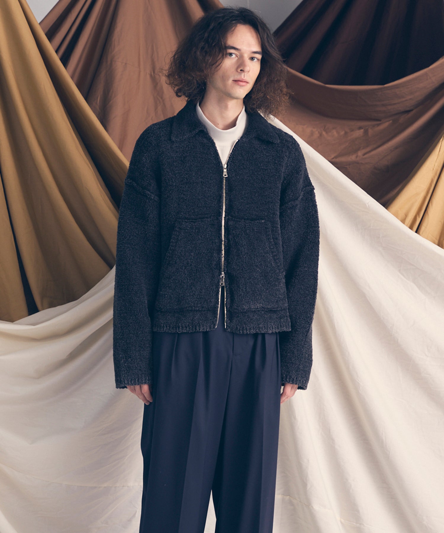 [25AW PRE-ORDER] Fade Yarn Prime-Over Full Zip Knit