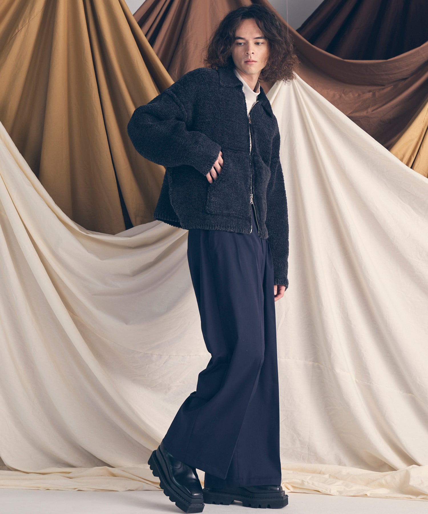 [25AW PRE-ORDER] Fade Yarn Prime-Over Full Zip Knit