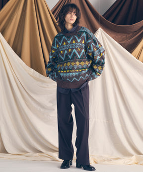 [25AW PRE-ORDER] Nordic Damage Jacquard Prime-Over Crew Neck Knit Pullover