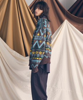 [25AW PRE-ORDER] Nordic Damage Jacquard Prime-Over Crew Neck Knit Pullover