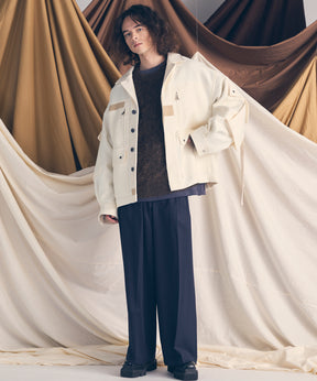 울 믹스 부드러운 연속 견인짜리 넓은 바지