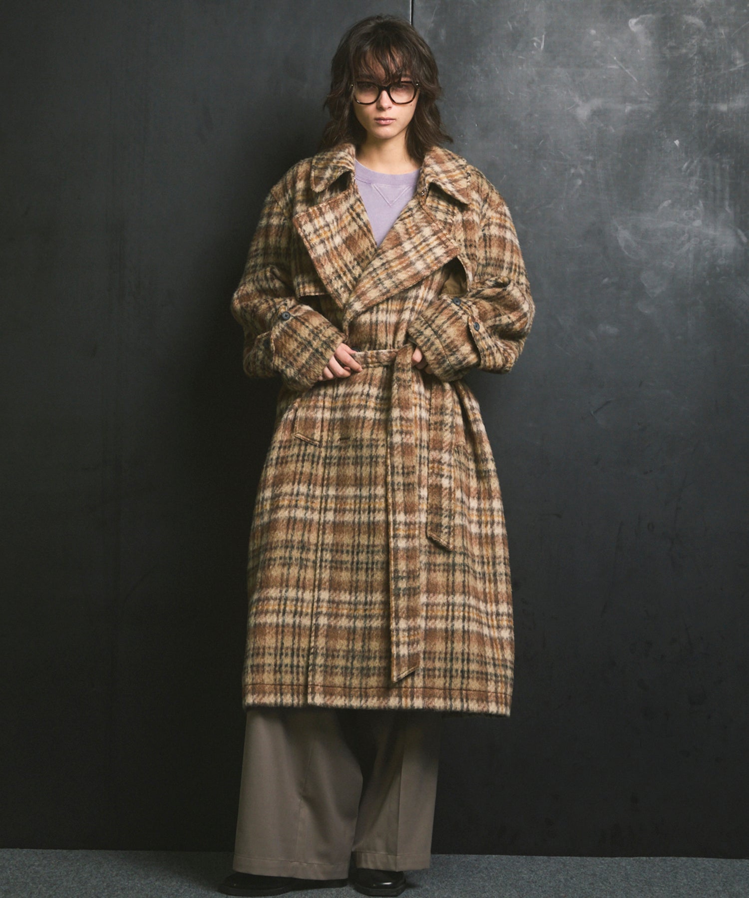 울 믹스 부드러운 연속 견인짜리 넓은 바지