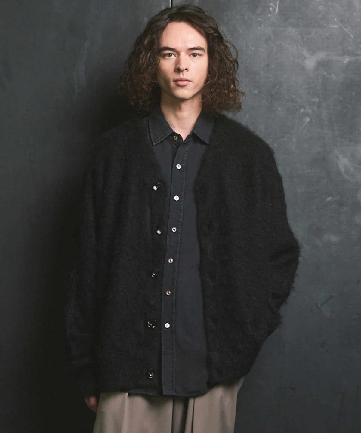 Prime-Over Shaggy Knit Y-neck Cardigan