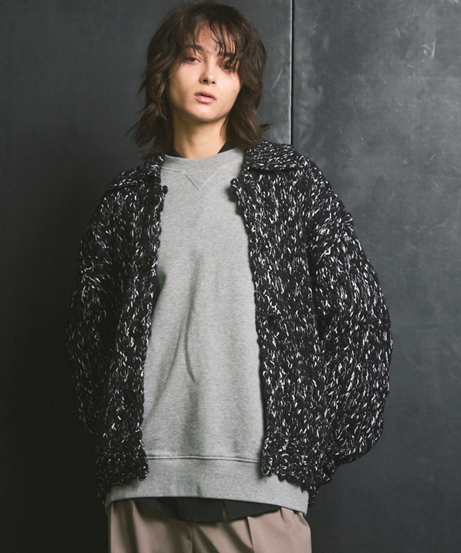 [25AW PRE-ORDER] Fade Yarn Prime-Over Full Zip Knit