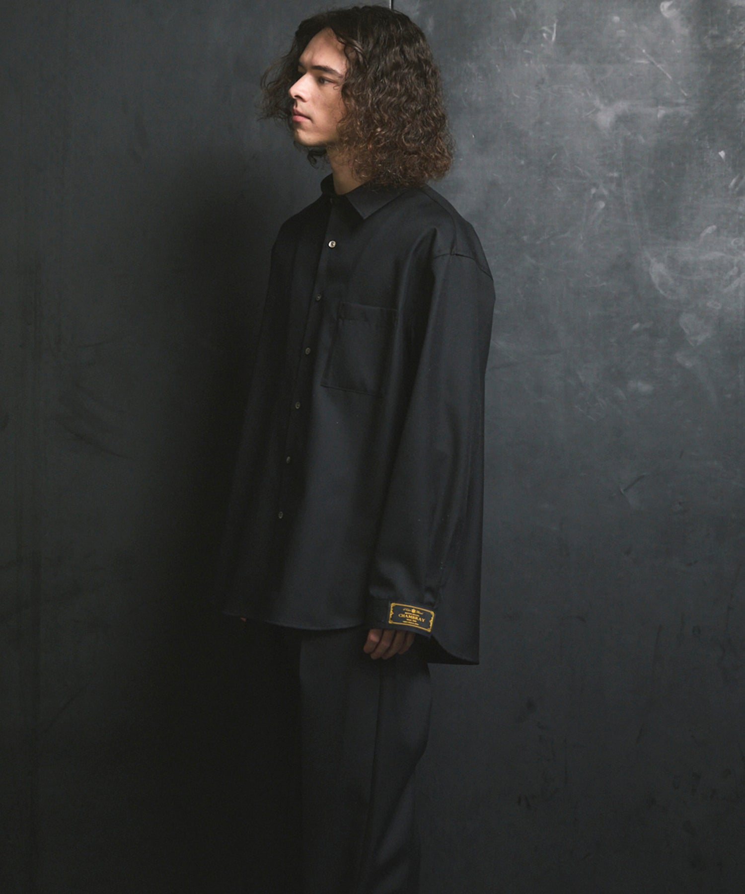 4 색 샹 브레이 씻을 수있는 양모 프라임-오버 일반 칼라 셔츠