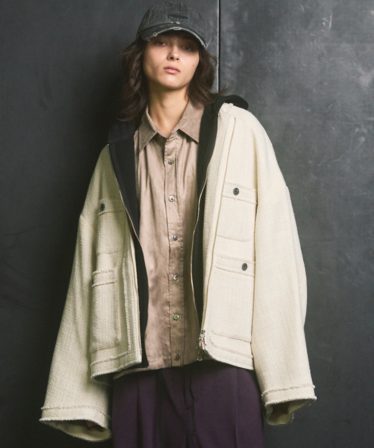 Collarless Tweed Jacket