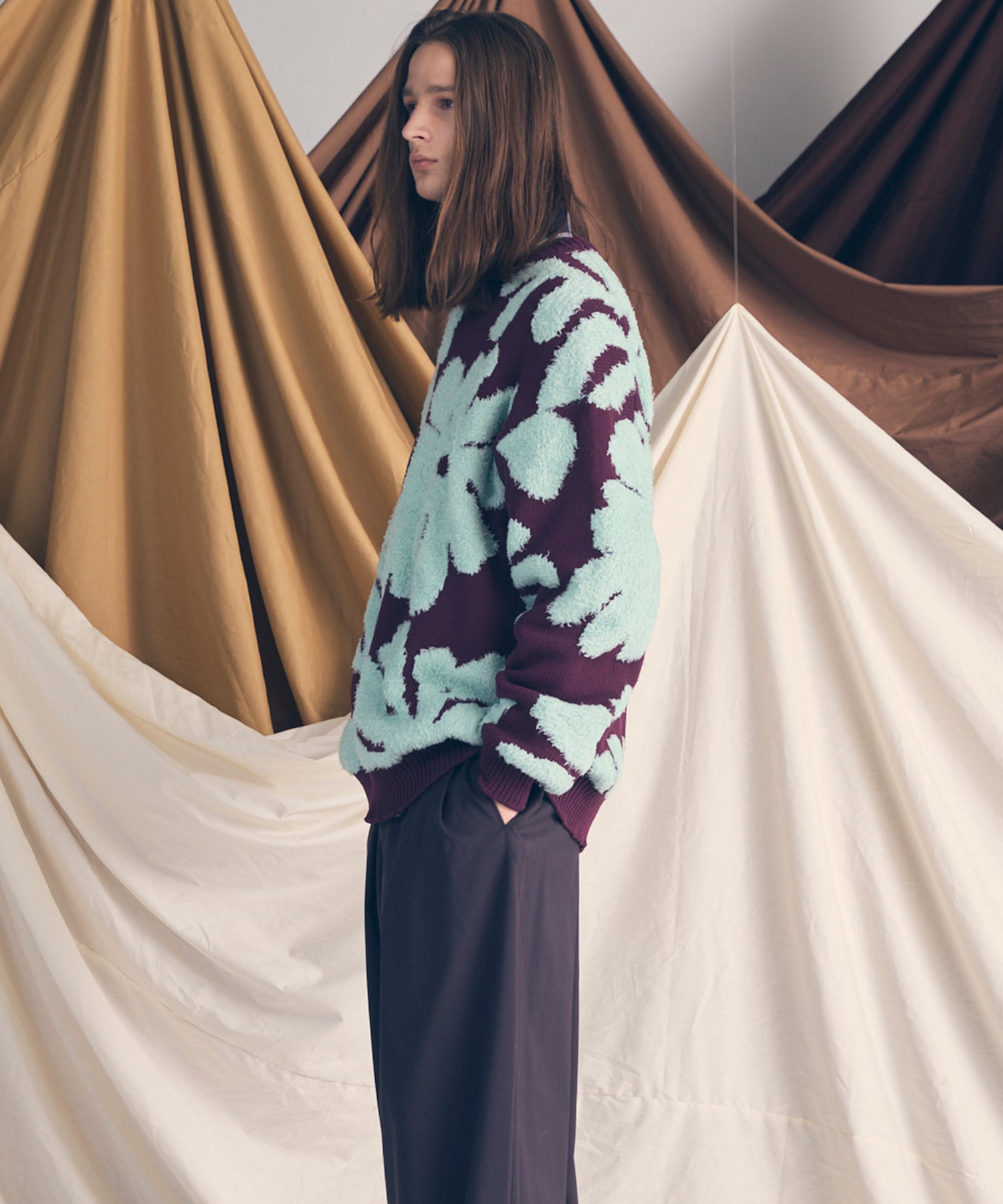 [25AW PRE-ORDER] Botanical Jacquard Prime-Over Crew Neck Knit Pullover