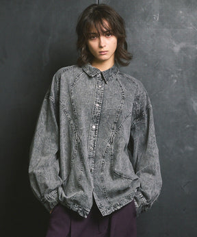 Denim Curved Switching Shirt Blouson