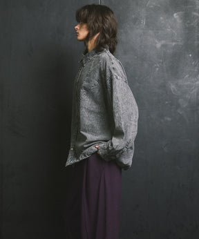 Denim Curved Switching Shirt Blouson