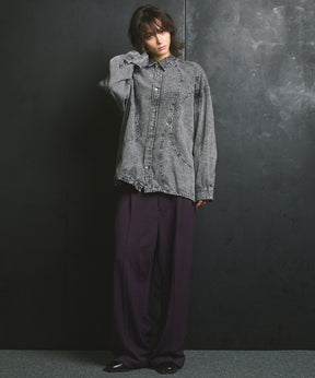 Denim Curved Switching Shirt Blouson