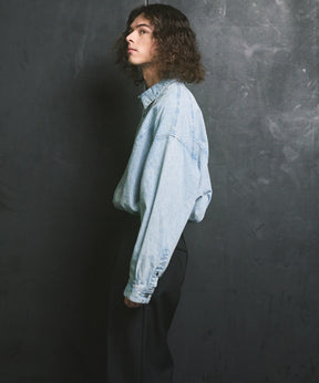 Denim Curved Switching Shirt Blouson